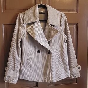 Ann Taylor-Corduroy taupe colored, collared long sleeved short jacket 8.